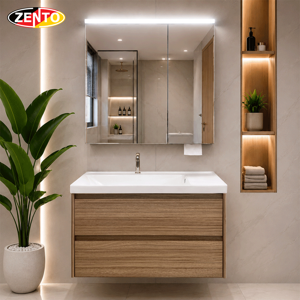 Bộ tủ Lavabo gỗ Plywood Zento LV8990 (6668)